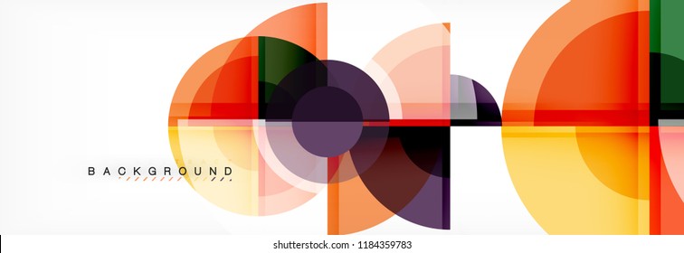 Abstract background bright circles geometric design, vector