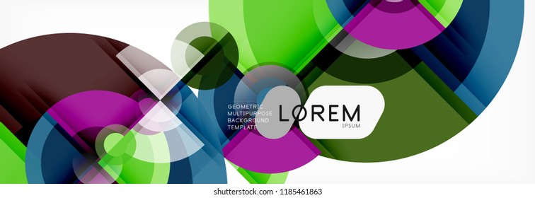 Abstract background bright circles geometric design, vector