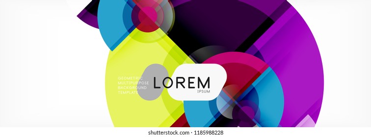 Abstract background bright circles geometric design, vector
