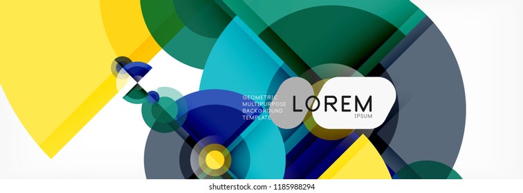 Abstract background bright circles geometric design, vector