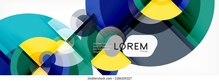 Abstract background bright circles geometric design, vector
