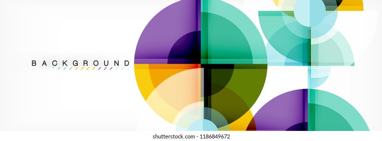 Abstract background bright circles geometric design, vector