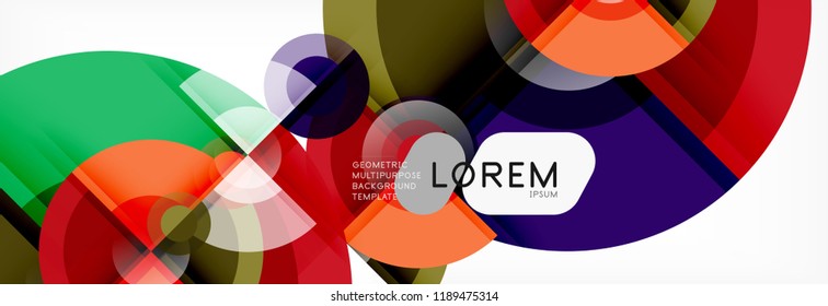 Abstract background bright circles geometric design, vector