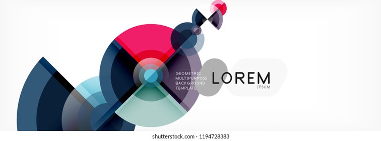 Abstract background bright circles geometric design, vector