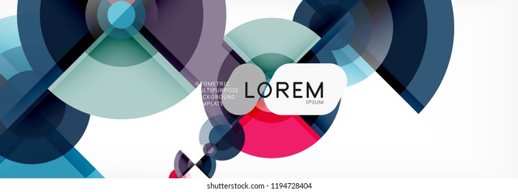 Abstract background bright circles geometric design, vector