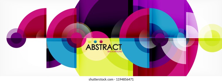 Abstract background bright circles geometric design, vector