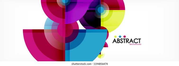 Abstract background bright circles geometric design, vector