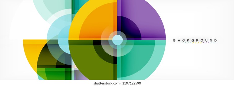 Abstract background bright circles geometric design, vector