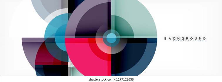 Abstract background bright circles geometric design, vector