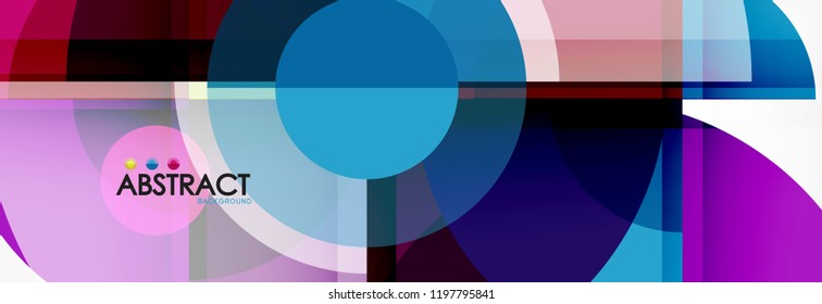 Abstract background bright circles geometric design, vector