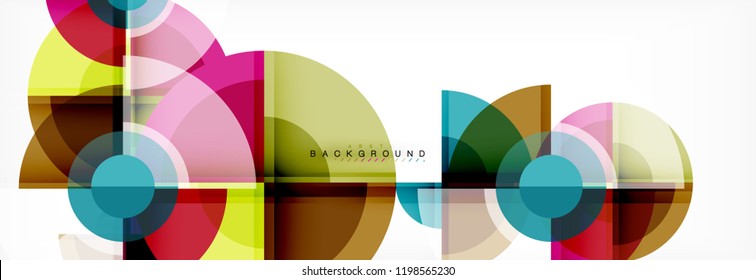 Abstract background bright circles geometric design, vector