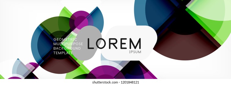 Abstract background bright circles geometric design, vector