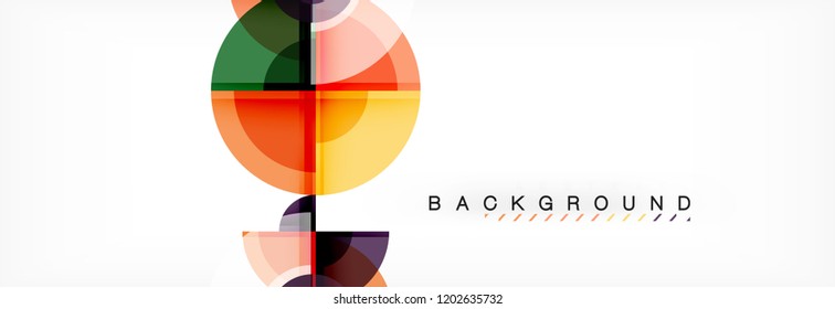 Abstract background bright circles geometric design, vector