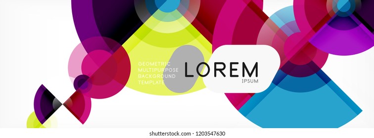 Abstract background bright circles geometric design, vector