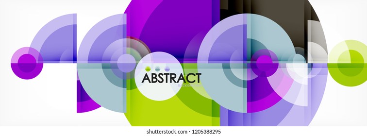 Abstract background bright circles geometric design, vector