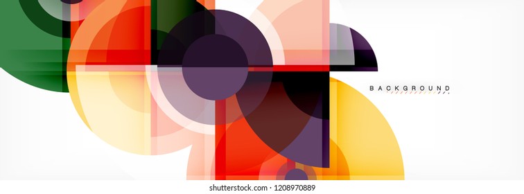 Abstract background bright circles geometric design, vector