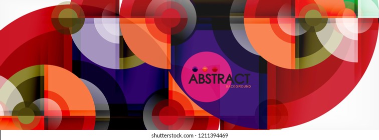 Abstract background bright circles geometric design, vector