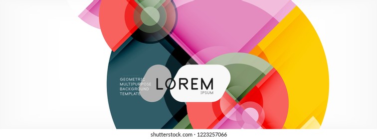 Abstract background bright circles geometric design, vector