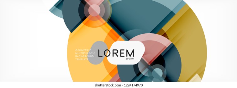 Abstract background bright circles geometric design, vector