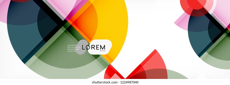 Abstract background bright circles geometric design, vector