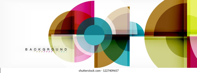 Abstract background bright circles geometric design, vector
