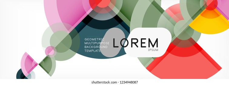 Abstract background bright circles geometric design, vector