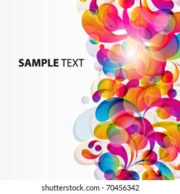 Abstract background with bright circles and teardrop-shaped arches.