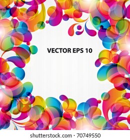 Abstract background with bright circles and teardrop-shaped arches.