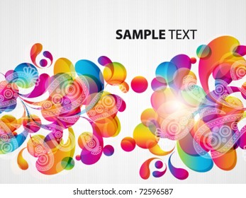 Abstract background with bright circles and teardrop-shaped arches.