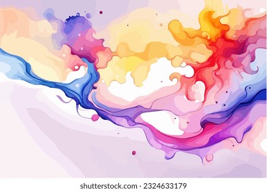 Fondo abstracto con salpicadura de tinte de color brillante, diseño de fondo de acuarela líquida, vector EPS 10 ilustración
