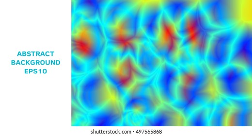Abstract background with bright color transitions. Blurred shapes and colors. Shades of turquoise and flame.