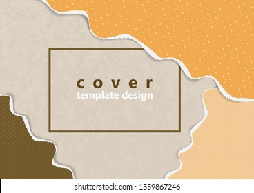 Abstract background of bright colored pieces of paper torn around the edges, polka dots. Template for your design. Vector illustration