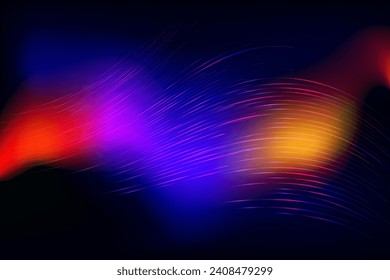 fondo abstracto con líneas coloridas brillantes efecto de luz color negro, azul naranja rojo de la tecnología de onda amarillo papel tapiz,  