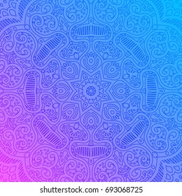 Abstract background in bright colors. Fantastic flower, oriental floral patterned mandala. Vector illustration.