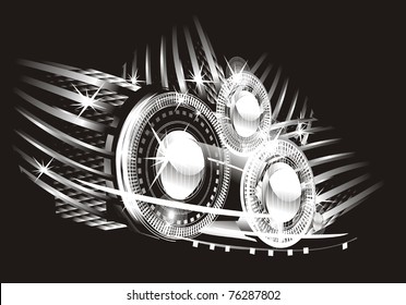 abstract background - bright flashes in the black