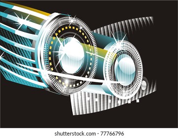 abstract background - bright flashes in the black