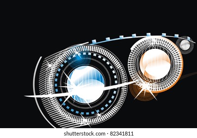 abstract background - bright flashes in the black