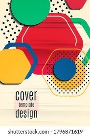 Abstract background of bright geometric shapes. Design template for presentation, leaflet, flyer, cover, brochure, report, advertisement Vector illustration