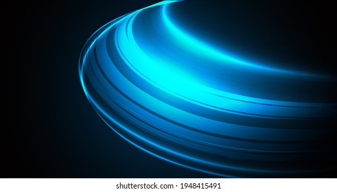 Abstract background with bright glowing neon light in blue color, luminosity effect curved lines, wallaper