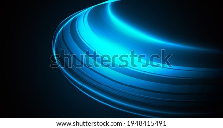 Abstract background with bright glowing neon light in blue color, luminosity effect curved lines, wallaper