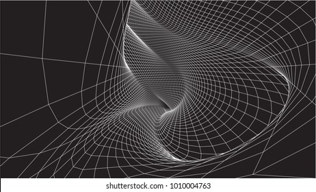 Abstract background of bright glowing particles and paths. vector illustration