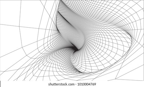 Abstract background of bright glowing particles and paths. vector illustration