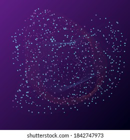 Abstract background of bright glowing particles and paths. vector illustration. Abstract dark background with highlights.