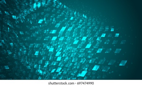 Abstract background of bright glowing particles and paths. vector illustration
