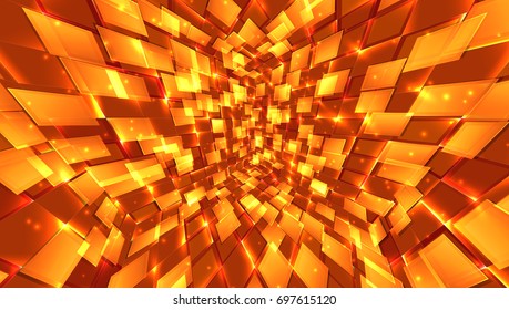 Abstract background of bright glowing particles and paths. vector illustration