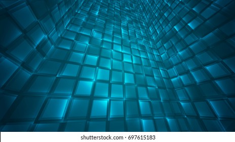 Abstract background of bright glowing particles and paths. vector illustration