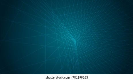 Abstract background of bright glowing particles and paths. vector illustration