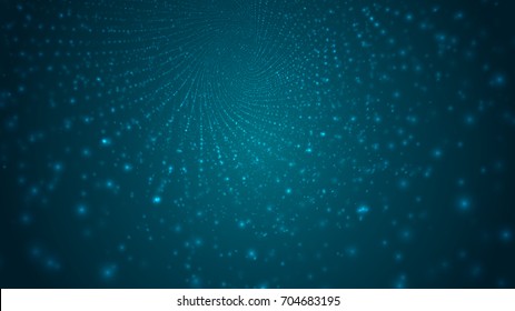 Abstract background of bright glowing particles and paths. vector illustration