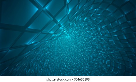 Abstract background of bright glowing particles and paths. vector illustration
