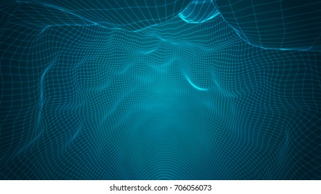 Abstract background of bright glowing particles and paths. vector illustration